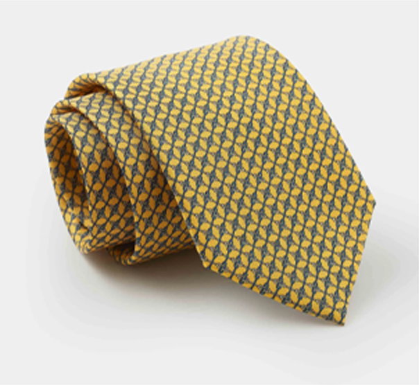 Shop men's Yellow Link Print Silk Tie