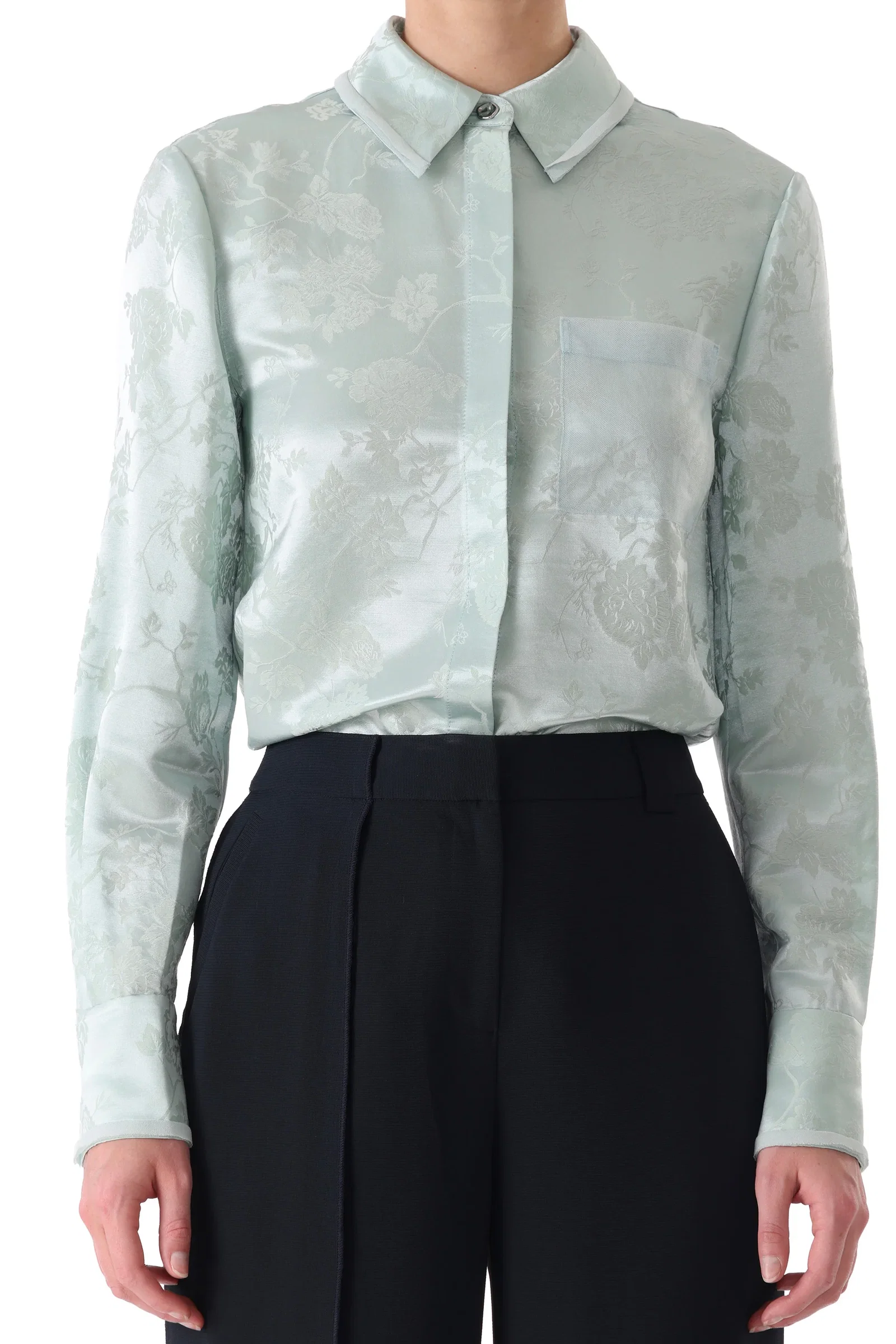 Image of FLORAL SATIN JACQUARD BUTTON-UP SHIRT