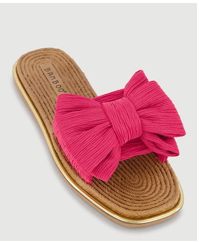 Shop Double Bow Band Espadrille Slide Sandals