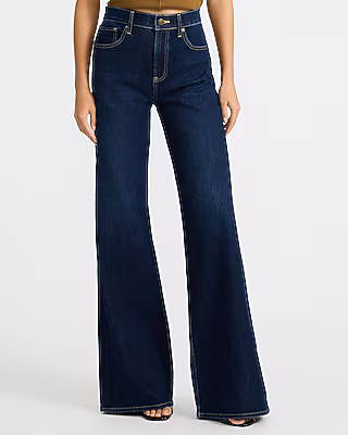High Waisted Relaxed Flare Dark Wash Jeans
