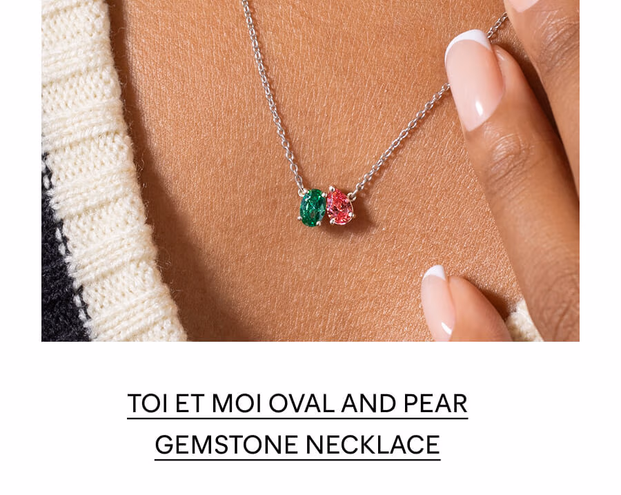 Toi et Moi Oval and Pear Gemstone Necklace