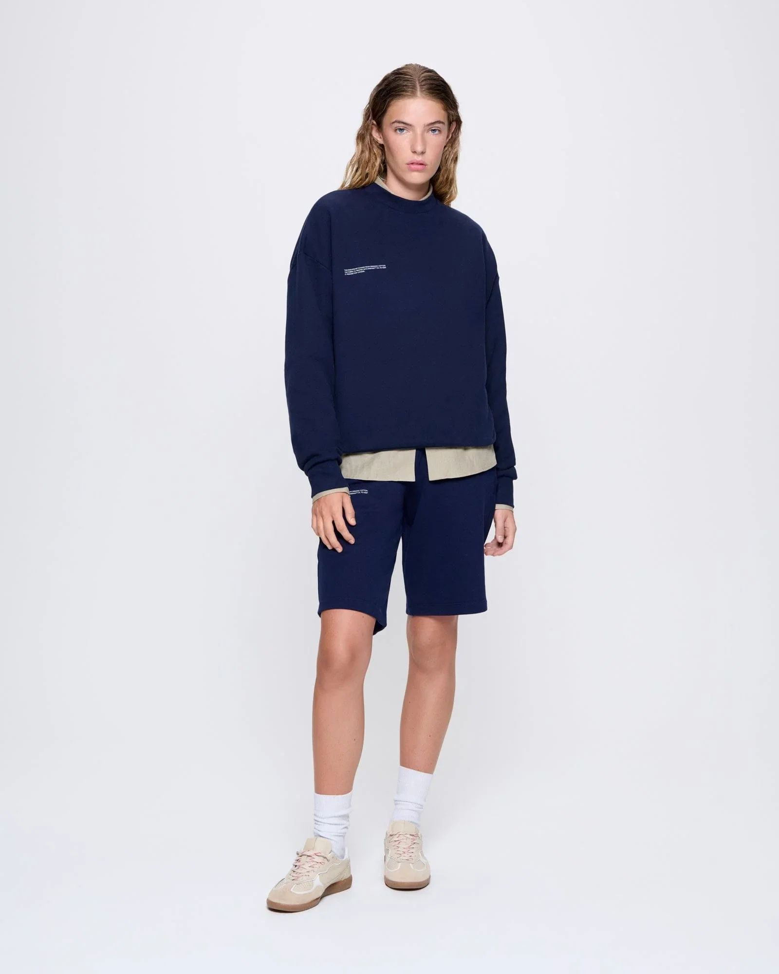 Image of Womens 365 Midweight Long Shorts—navy