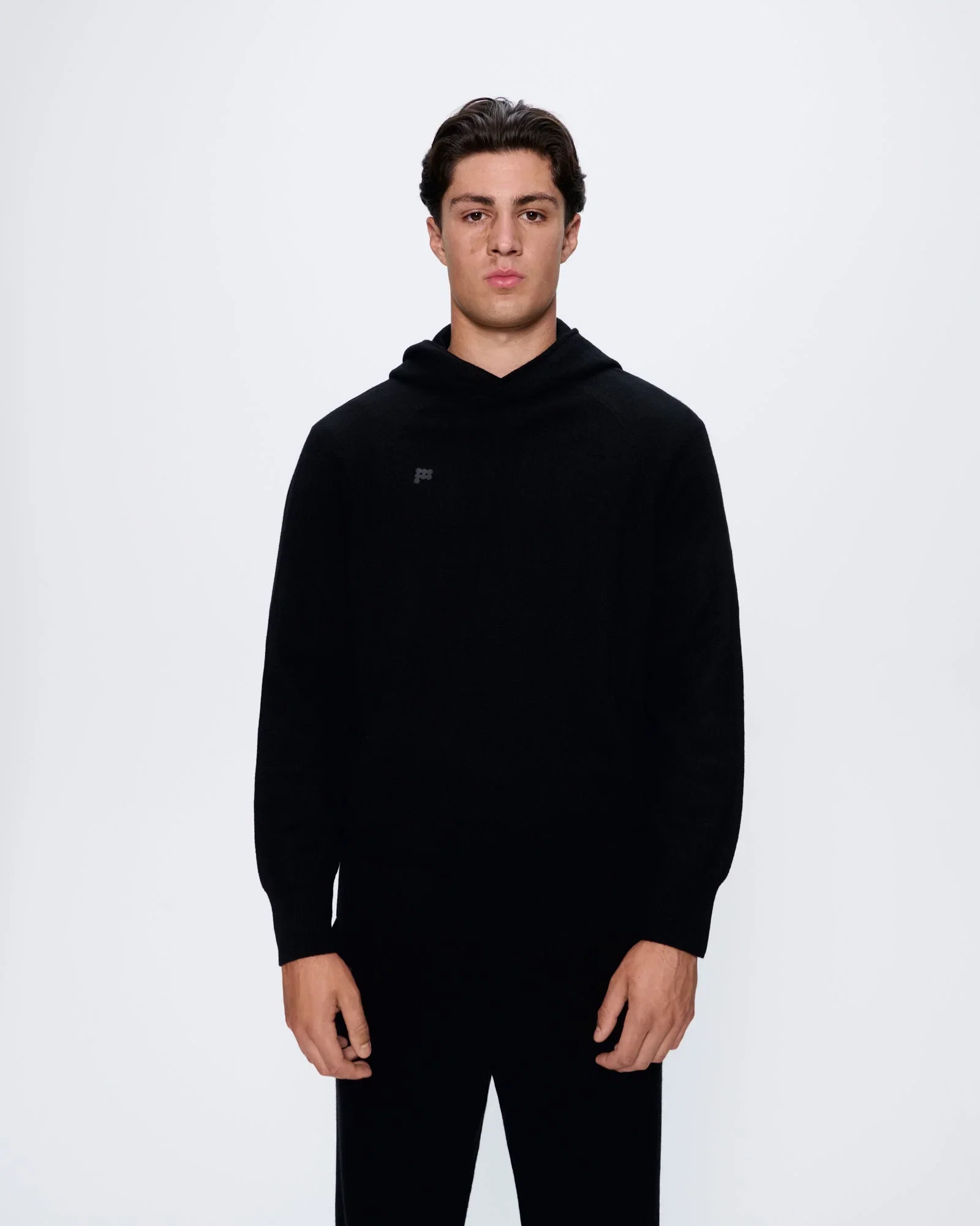 Image of Mens Recycled Cashmere Hoodie—black