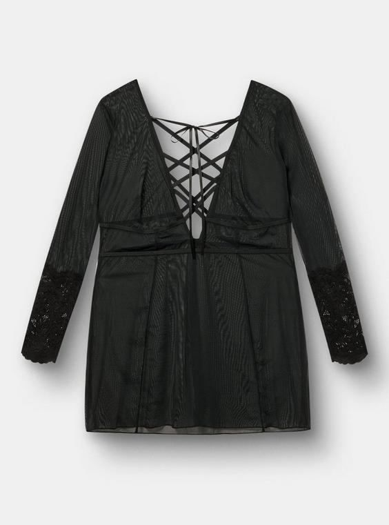 Nightfall Lace-Up Lingerie Mini Dress