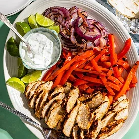Grilled Chicken Fajitas with Cilantro-Lime Sour Cream