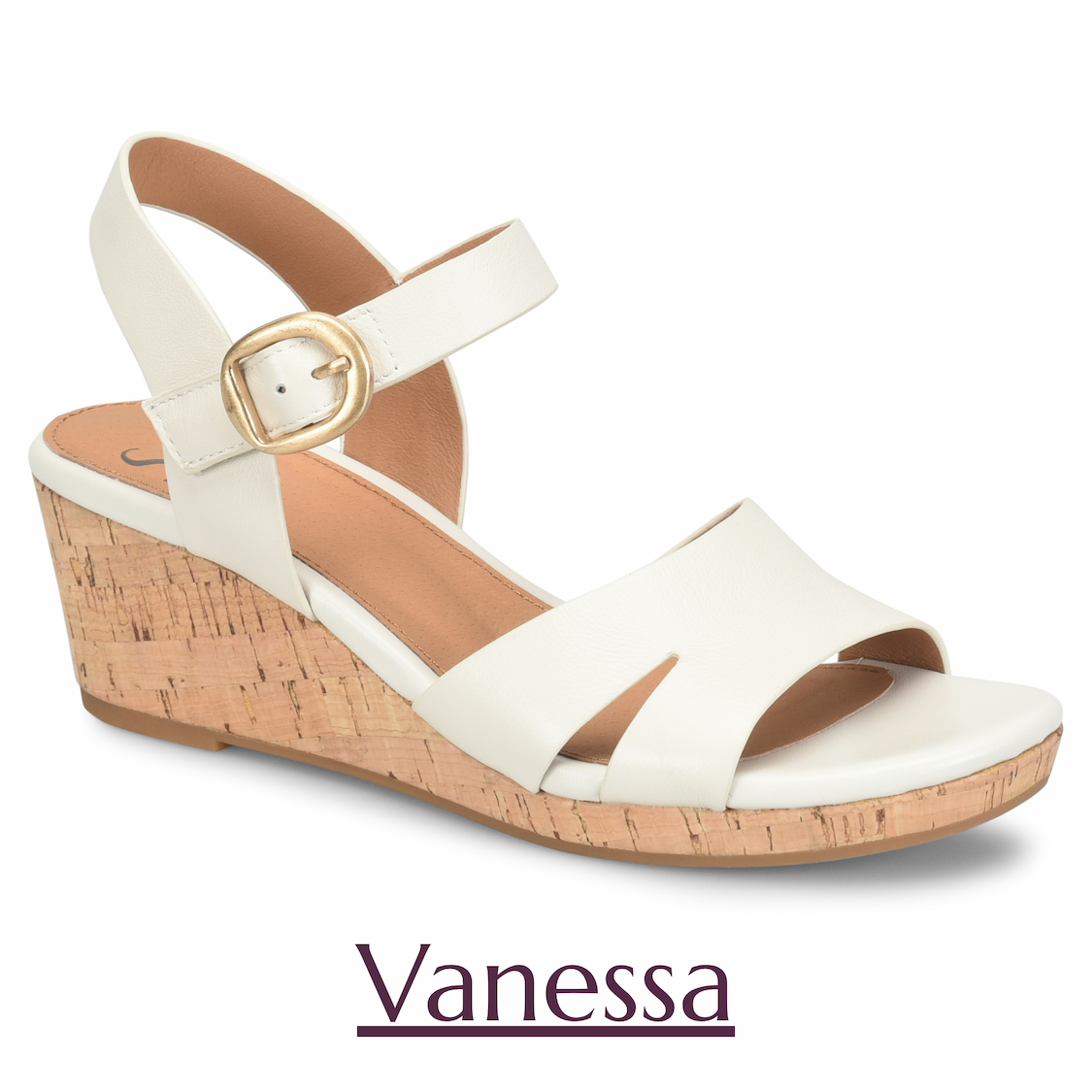 Söfft Vanessa wedge sandal in ivory