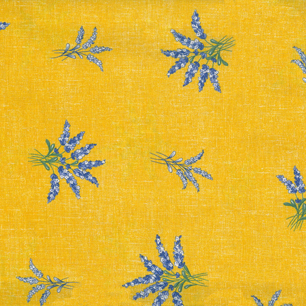 Coupon Tissu Coton Enduit Valensole All Over sur fond Jaune