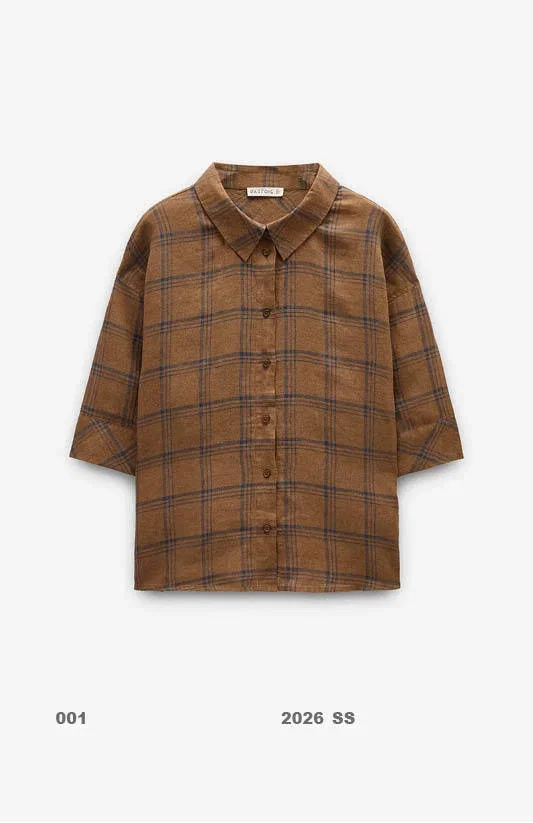 Shirt with squares 100% linen
