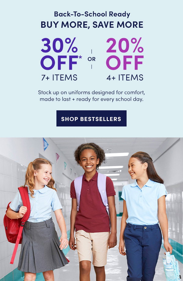 Buy 4 get 20% off, Buy 7 get 30% off