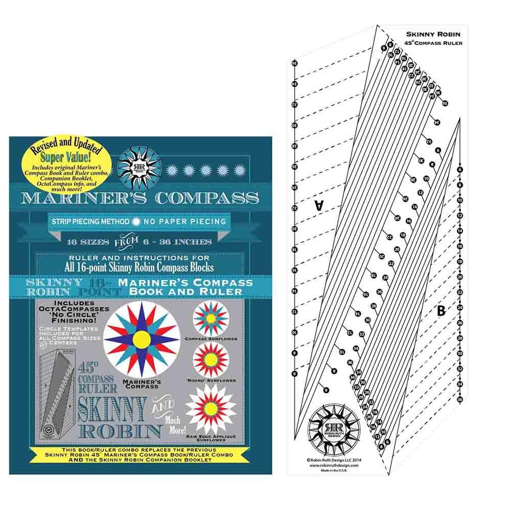 Image of Skinny Robin 16 Point Mariner's Compass Book and Ruler Combo