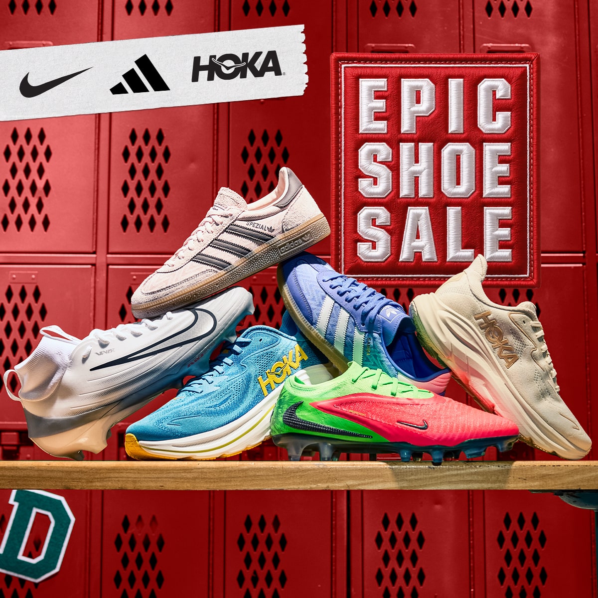 Epic shoe sale. Nike, adidas, Hoka.