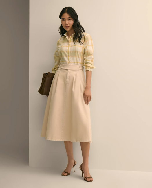 Image of Gurkha Pleated Skirt in Cotton Blend