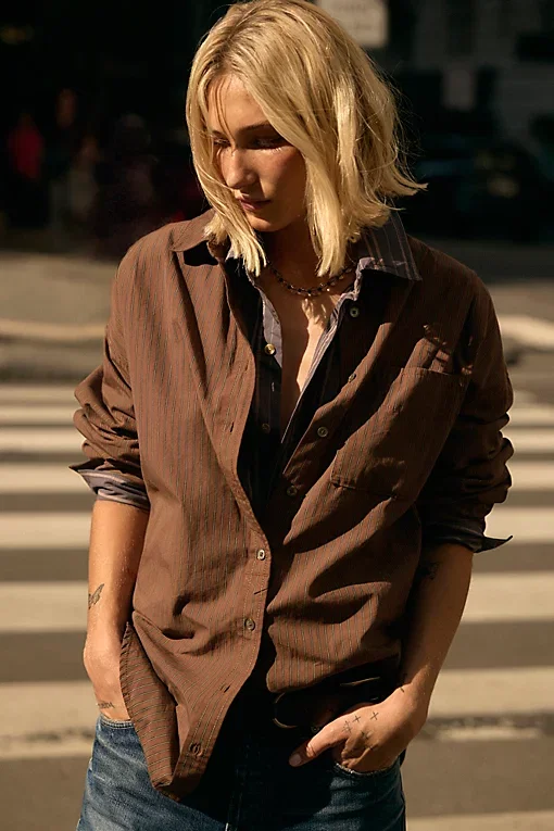 We The Free Lexi Striped Button Down Shirt