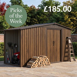 Breeins 4x8FT Metal Garden Storage Shed With Log Storage