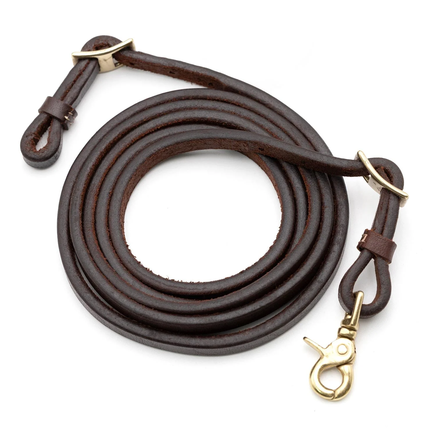 Jeffers LuxeLeather Heavy Oiled Adjustable Roping Rein with Scissor Snap for Horses