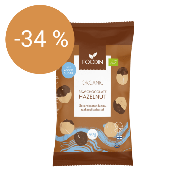 Image of Raakasuklaahasselpähkinä, Sokeroimaton, Luomu 50g