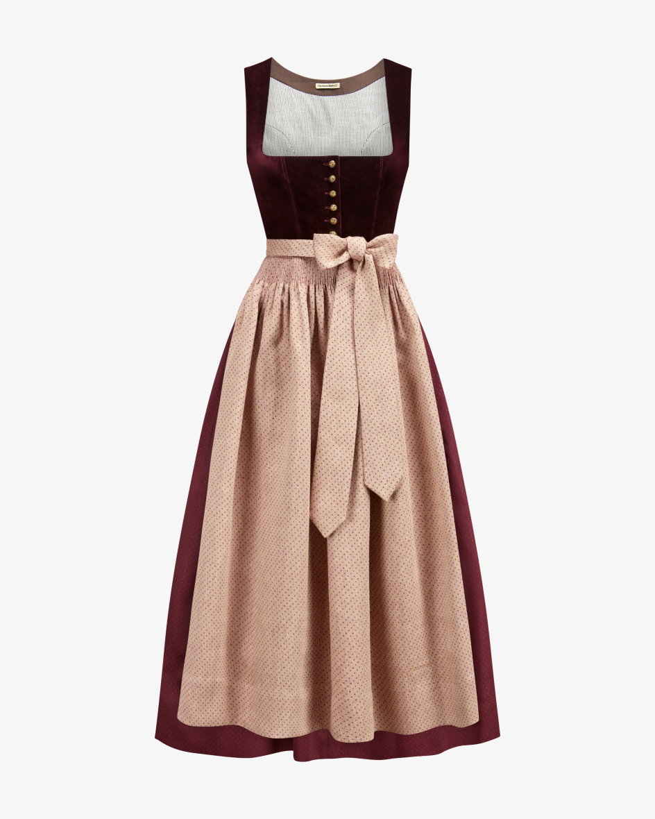 Dirndl lang Monika mit Leinenschürze