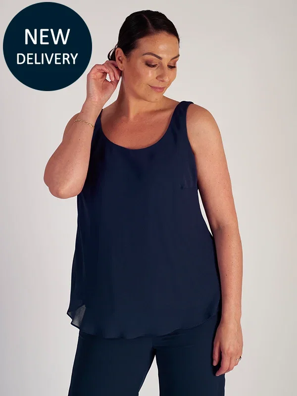Image of RESTOCKED - Dark Navy Chiffon Camisole