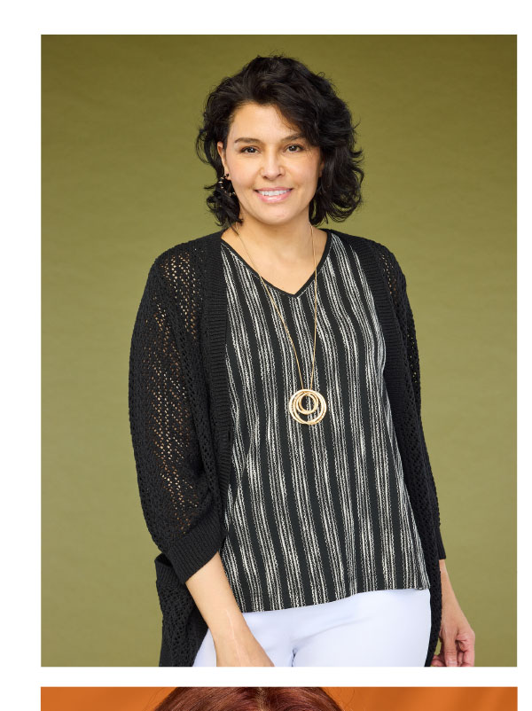Open Knit Button Front 3/4 Sleeve Cardigan