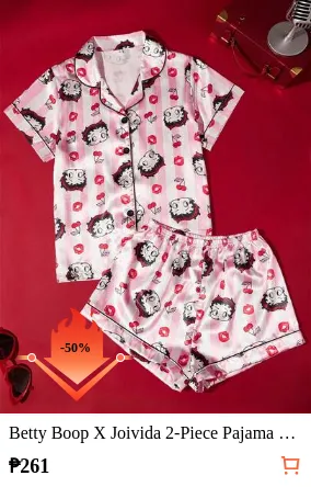 Betty Boop X Joivida 2-Piece Pajama Set Short-Sleeved Shorts Print Casual Women's Home Wear Set
