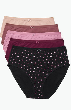 5 Pack Cotton Neutral Floral Briefs in Multi