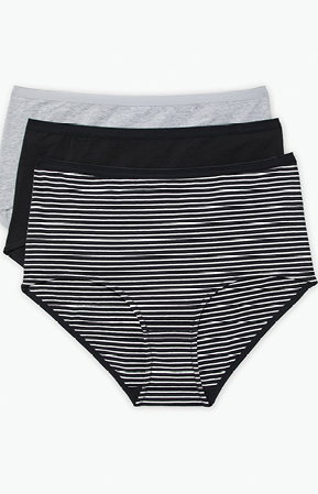 3 Pack Cotton Basic Full Briefs in Multi