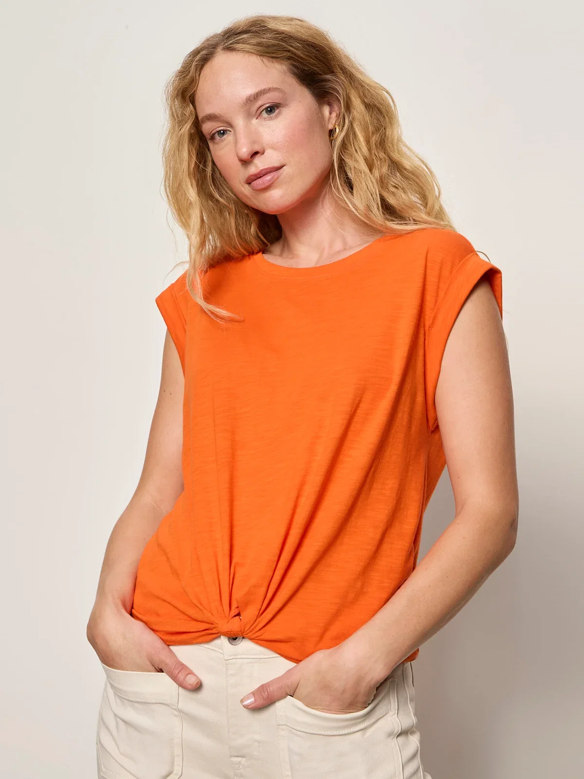Image of Knotted Muscle Tee Hibiscus Orange