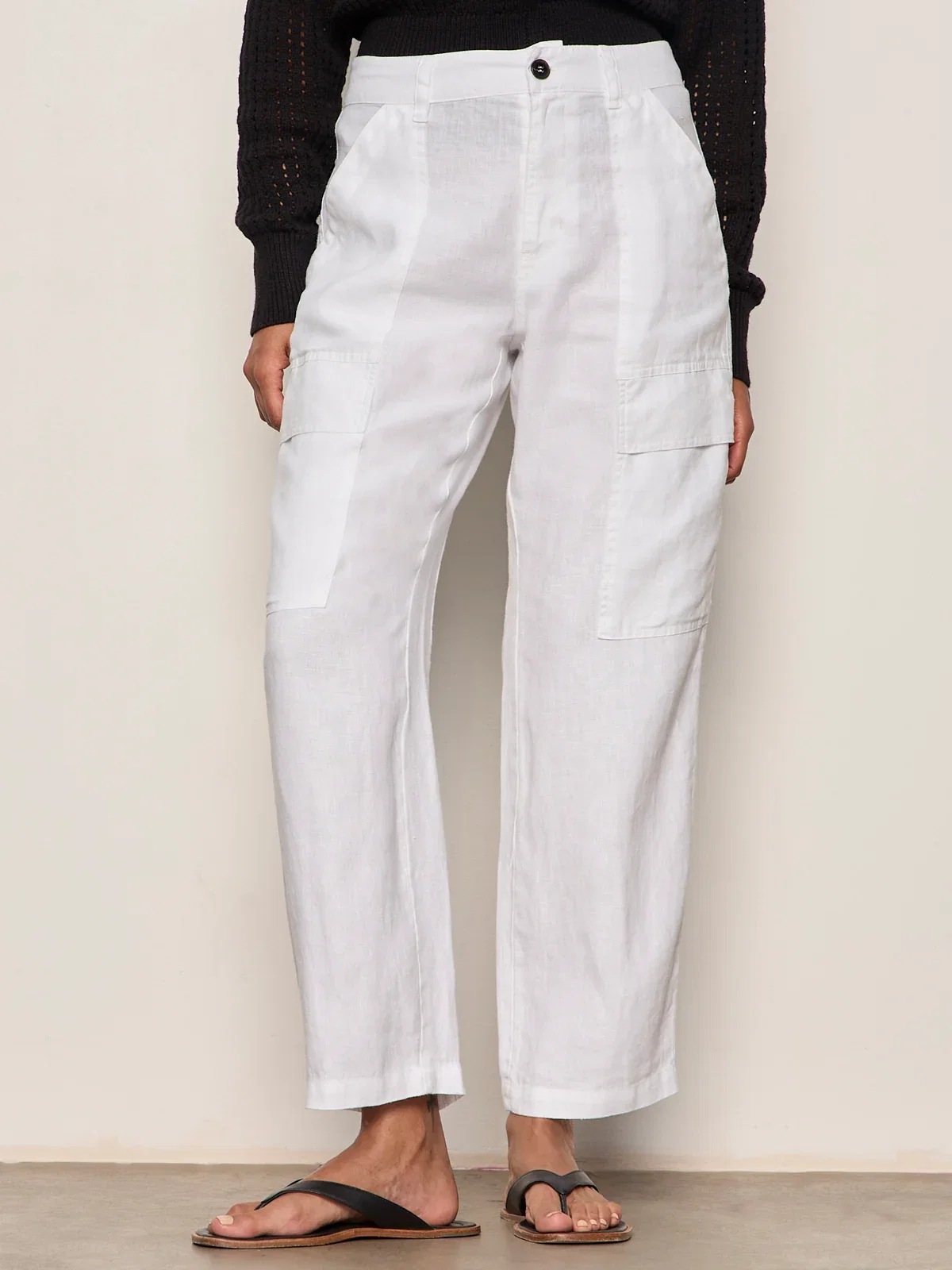 Image of Boyfriend Linen Utility Pant White