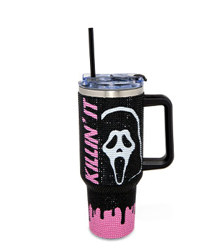 Ghost Face Killin' It Rhinestone Travel Tumbler with Straw - 40 oz.