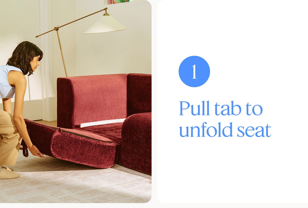 1. Pull tab to unfold seat.