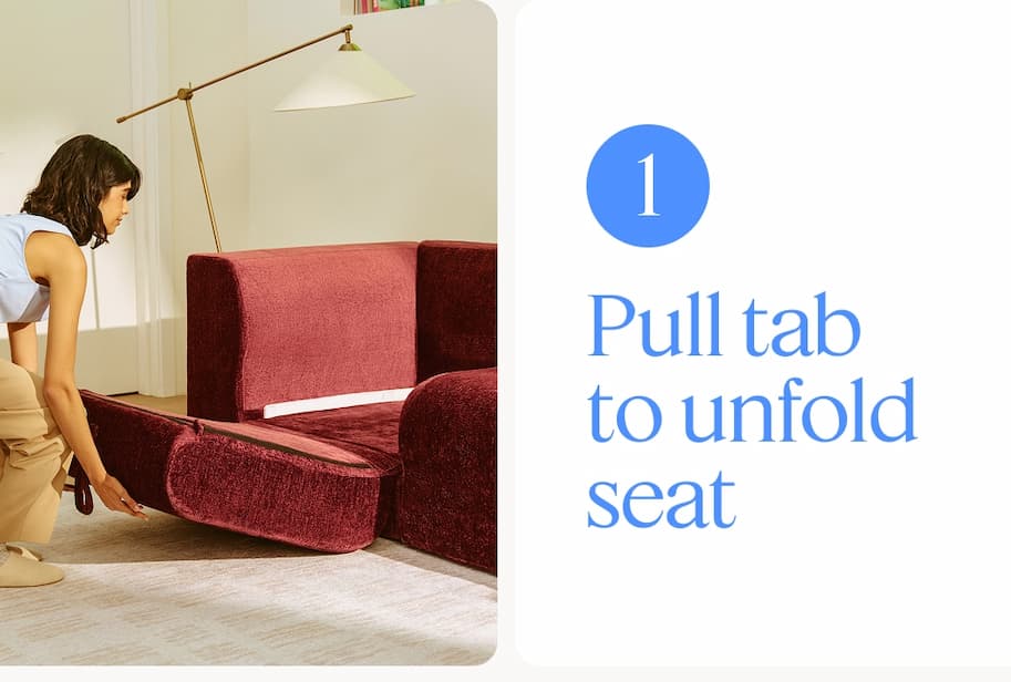 1. Pull tab to unfold seat.