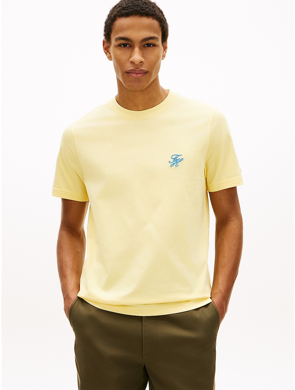 Image of Embroidered Script Monogram T-Shirt
