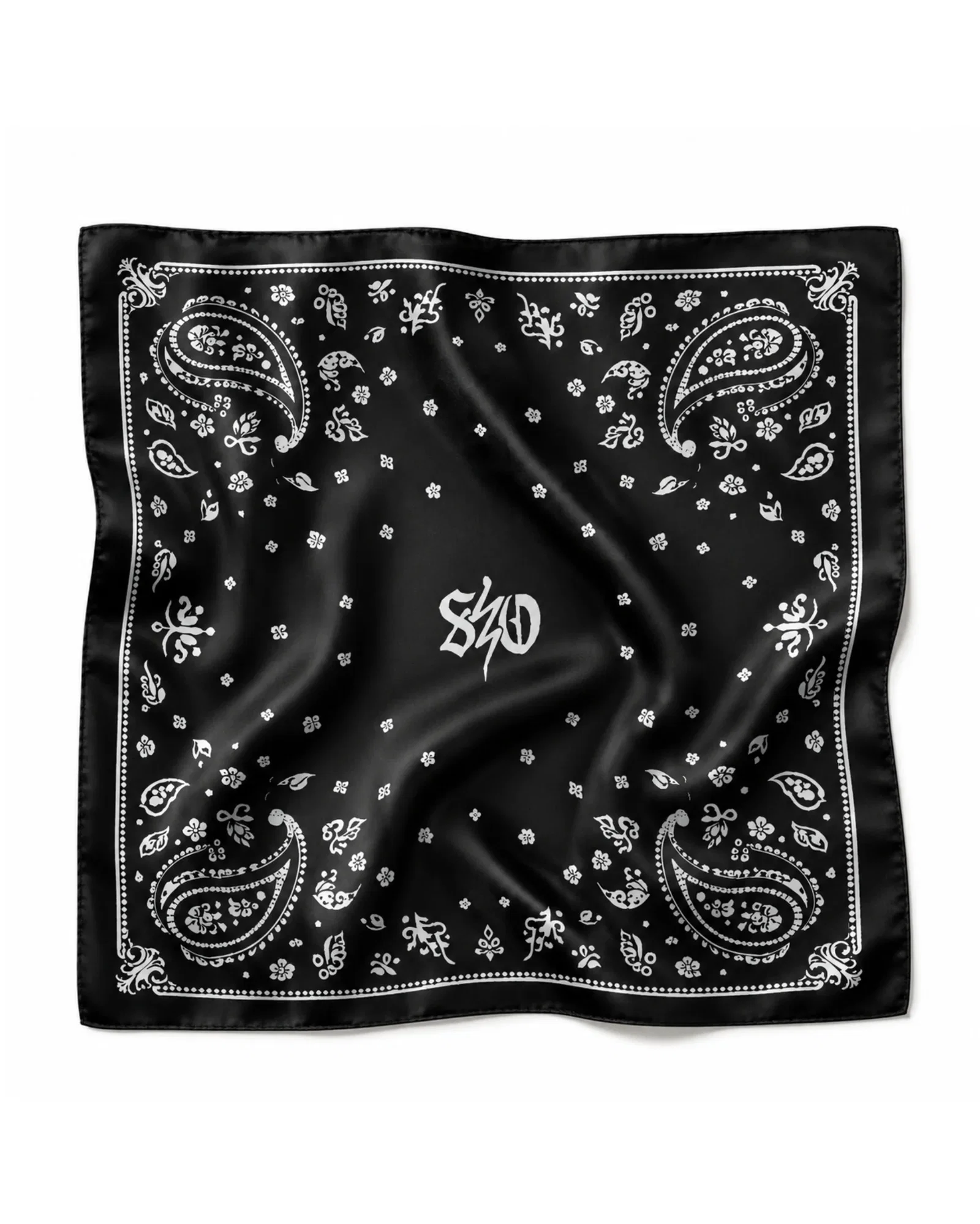 Image of BANDANA SILK SCARF | black