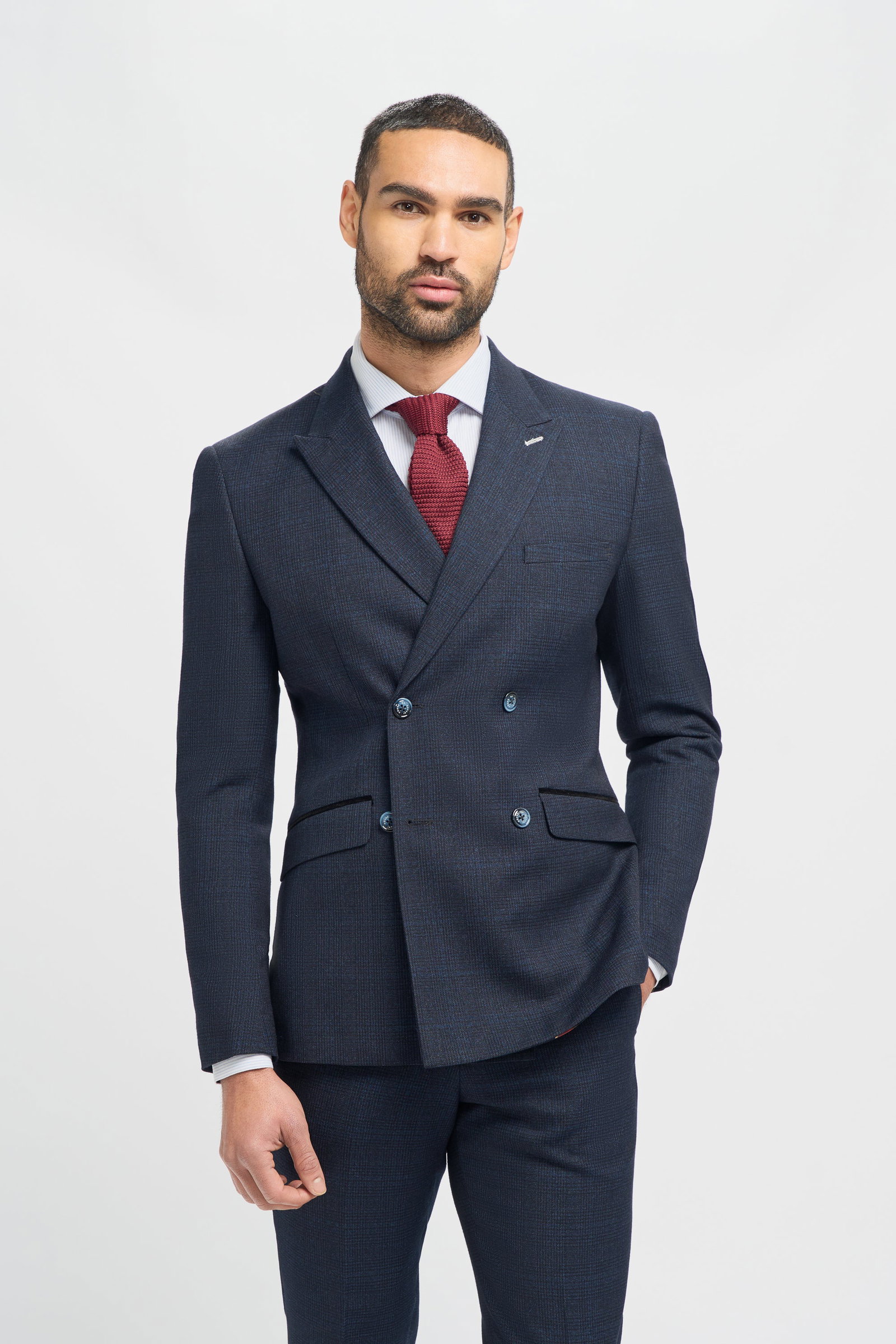 Image of Caridi Navy Double Breasted Blazer