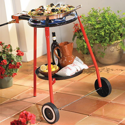 Paella Burner with Rolling Stand and 17 inch Pan