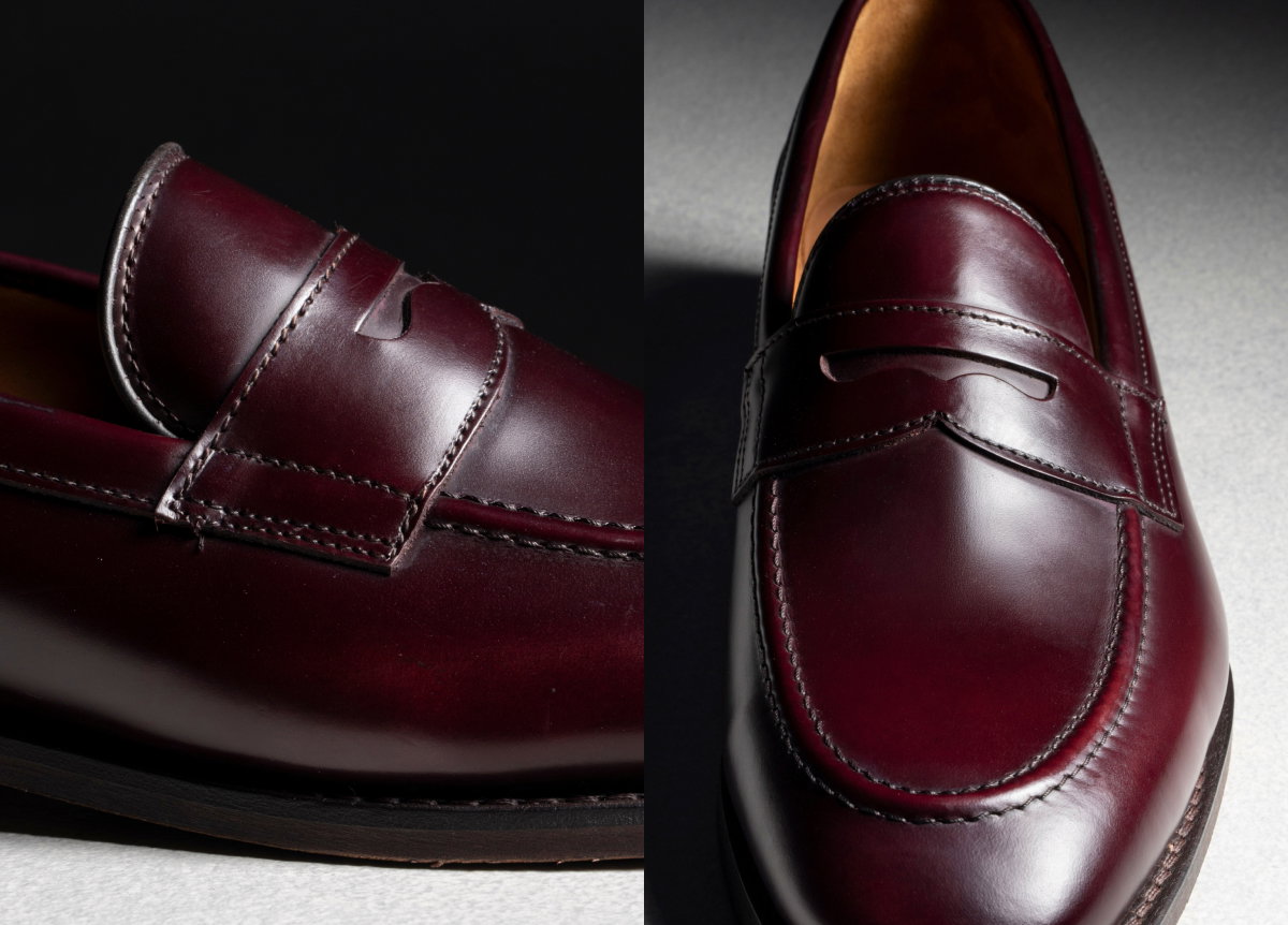 Click Here To Shop The Randolph 2.0 Penny Loafer In Burgundy Polished Calfskin.