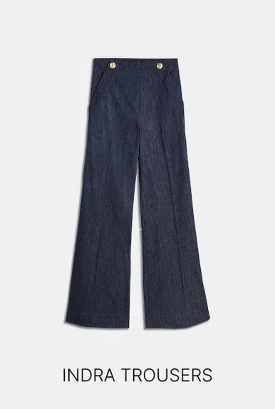 JV-INDRA high waisted wide leg pantalon - dark blue chambray