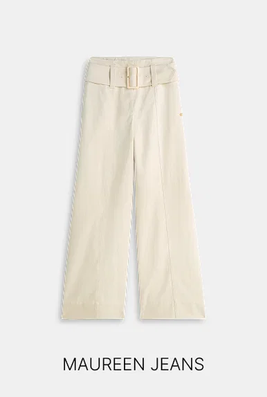 JV-MAUREEN high waisted wide leg jeans - ecru