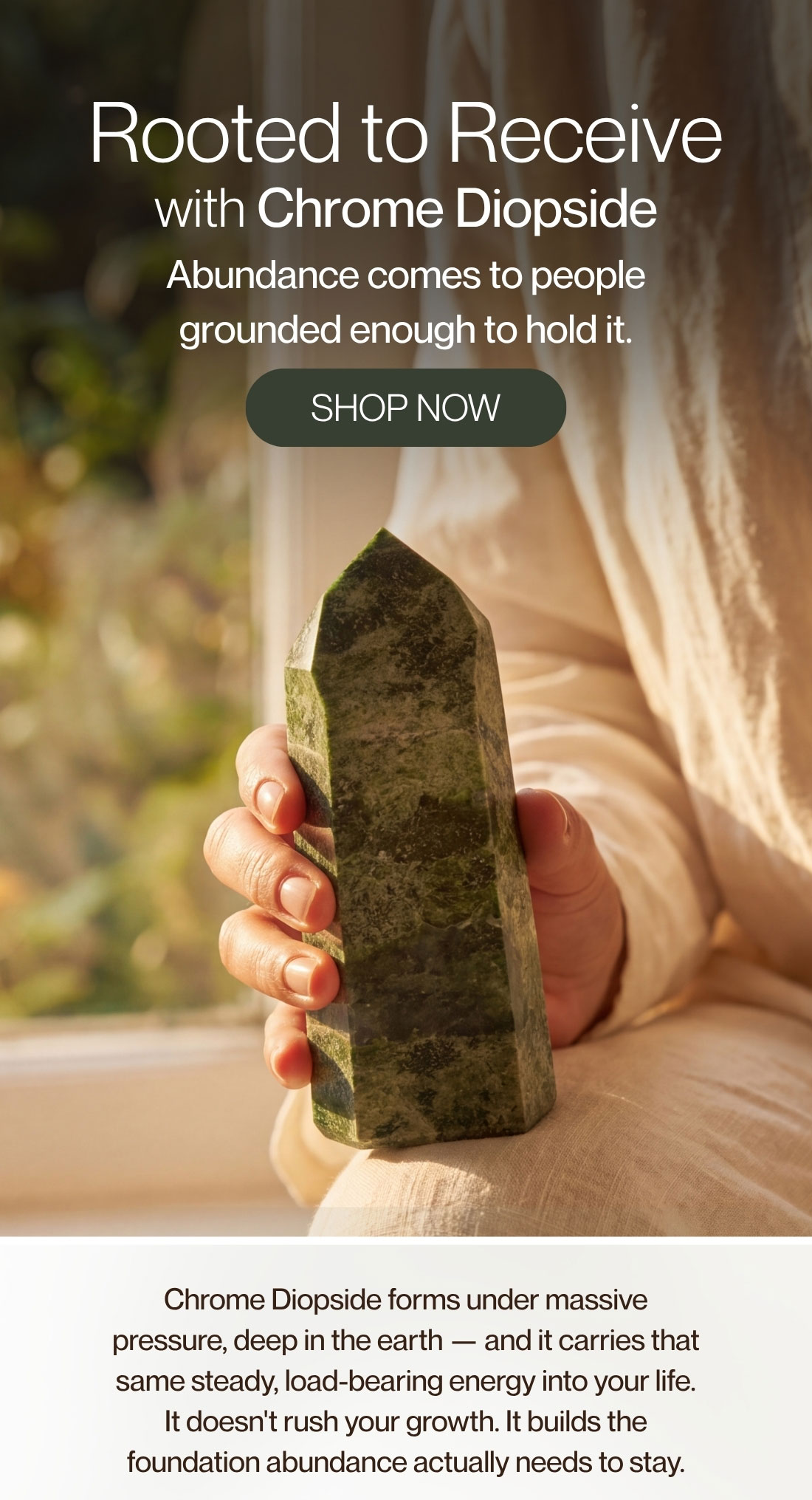 Rooted to Receive with Chrome Diopside