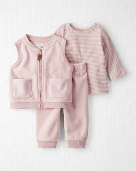 Image of Baby Girl 3-Piece Recycled Fleece Set