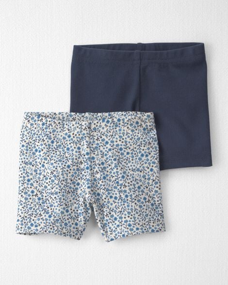 Image of Baby Girl 2-Pack Organic Cotton Ribbed Cartwheel Shorts