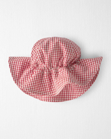 Image of Baby Girl Sunhat Made with Organic Cotton in Red Gingham