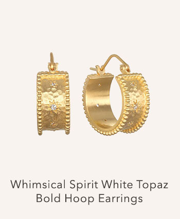Whimsical Spirit White Topaz Bold Hoop Earrings