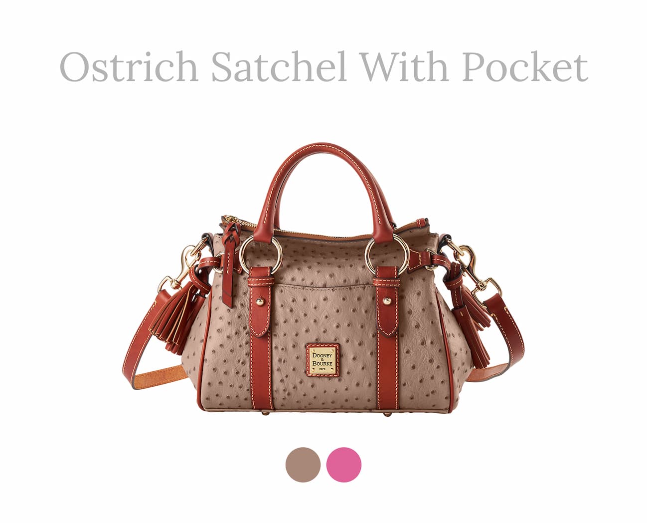 Ostrich Satchel With Pocket