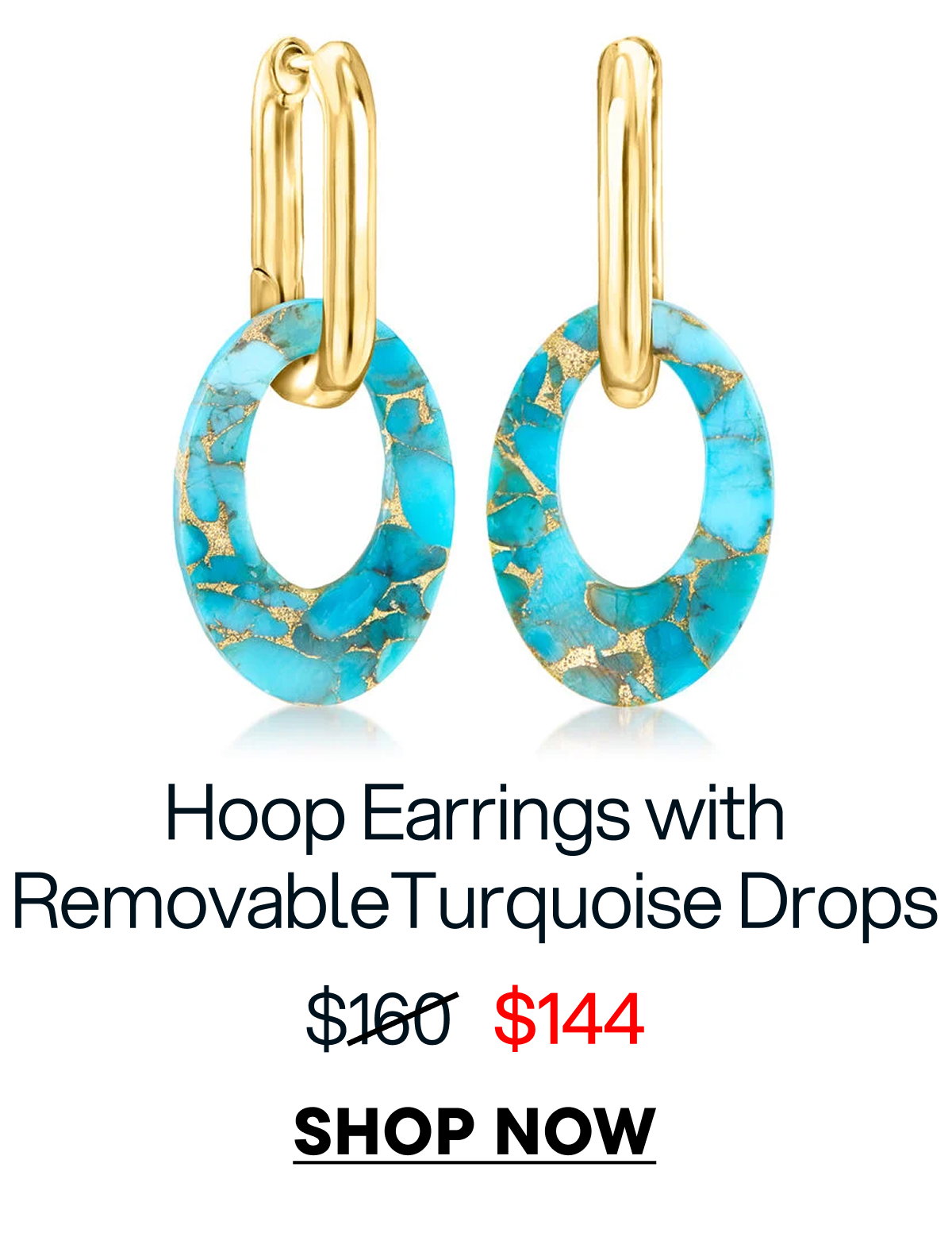 Hoop Earrings with Removable Turquoise Drops. Shop Now