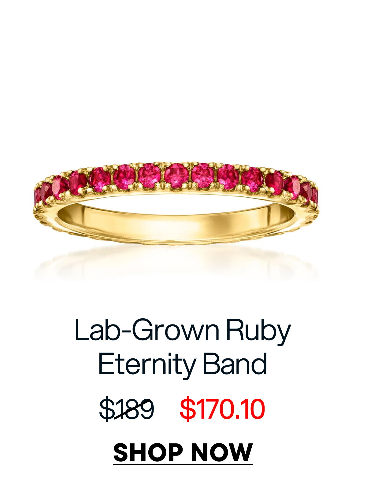 Lab-Grown Ruby Eternity Band. Shop Now