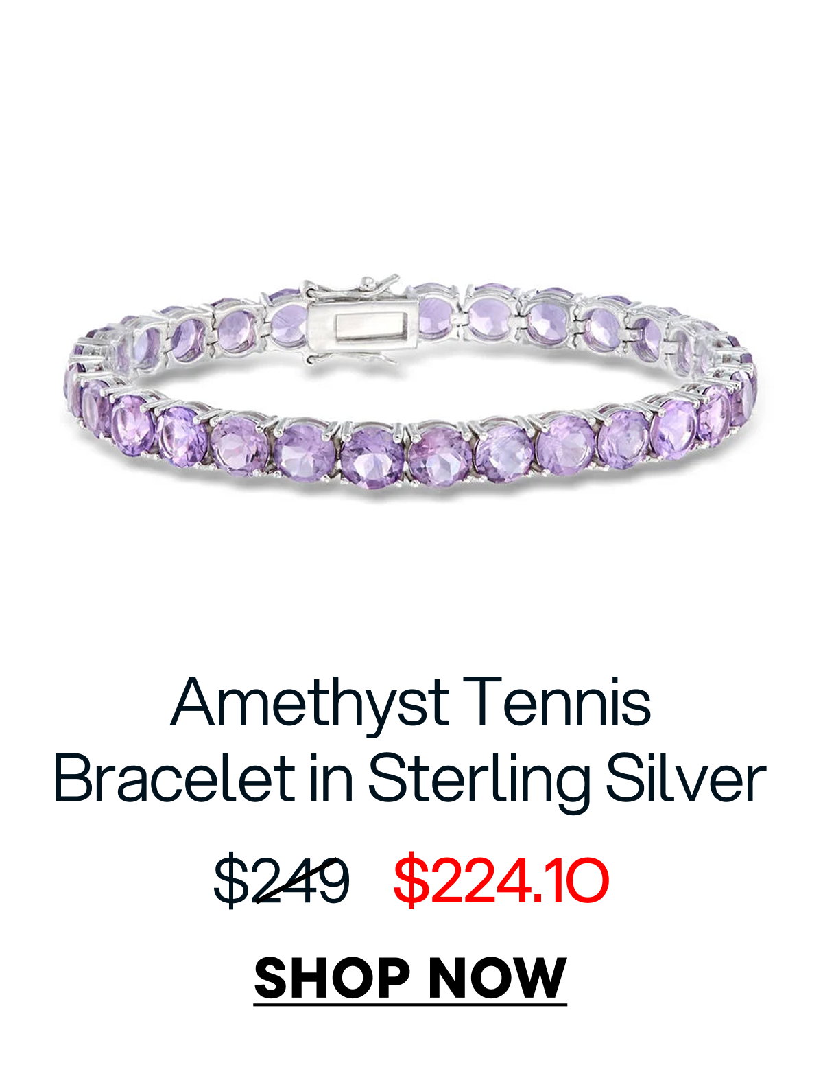 Amethyst Tennis Bracelet in Sterling Silver