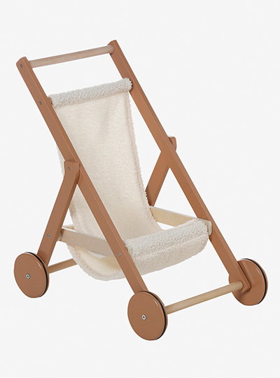 Wooden Pushchair for Dolls - Wood FSC®100% Certified - wood/white