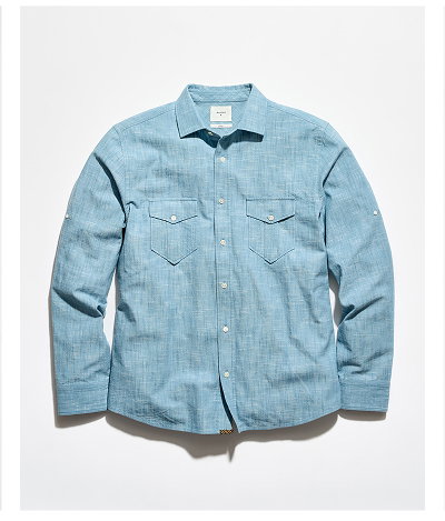 Slub Cotton Scout Shirt in Blue