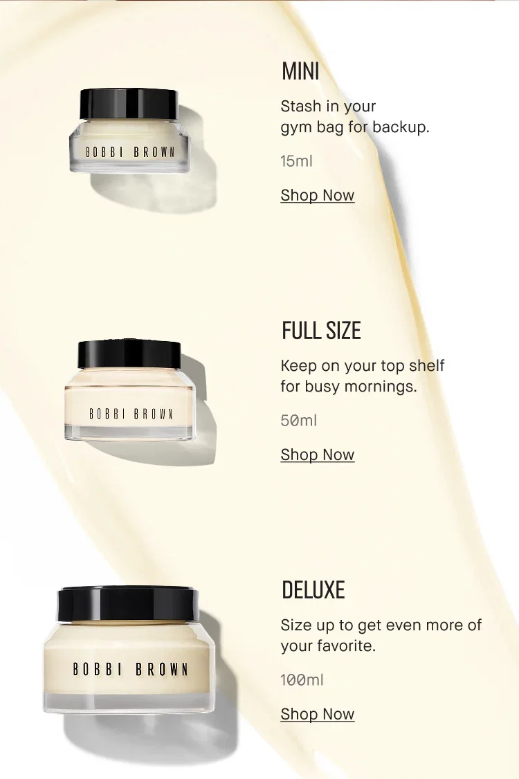 MINI | Stash in your gym bag for backup. | 15ml | Shop Now | FULL SIZE | Keep on your top shelf for busy mornings. | 50ml | Shop Now | DELUXE | Size up to get even more of your favorite. | 100ml | Shop Now
